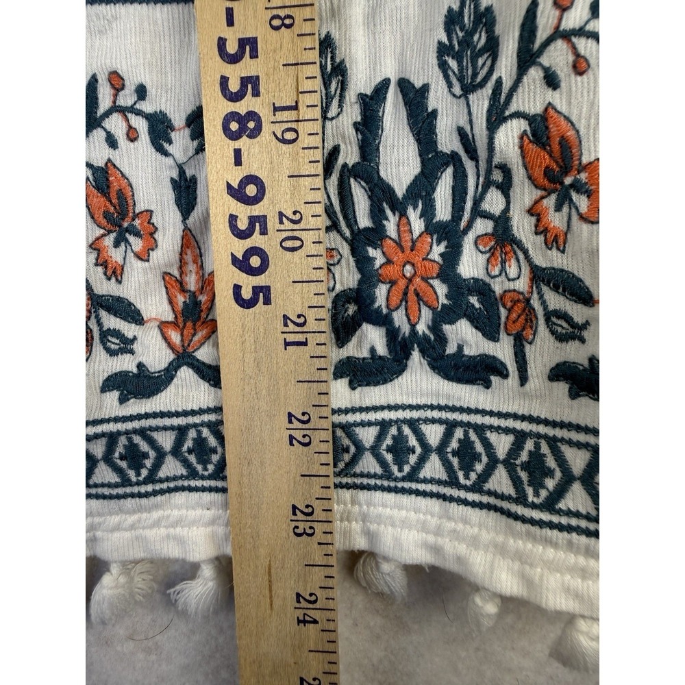 Skies Are Blue Embroidered Boho Peasant Dress Medium Floral Cream Tank - Picture 4 of 10